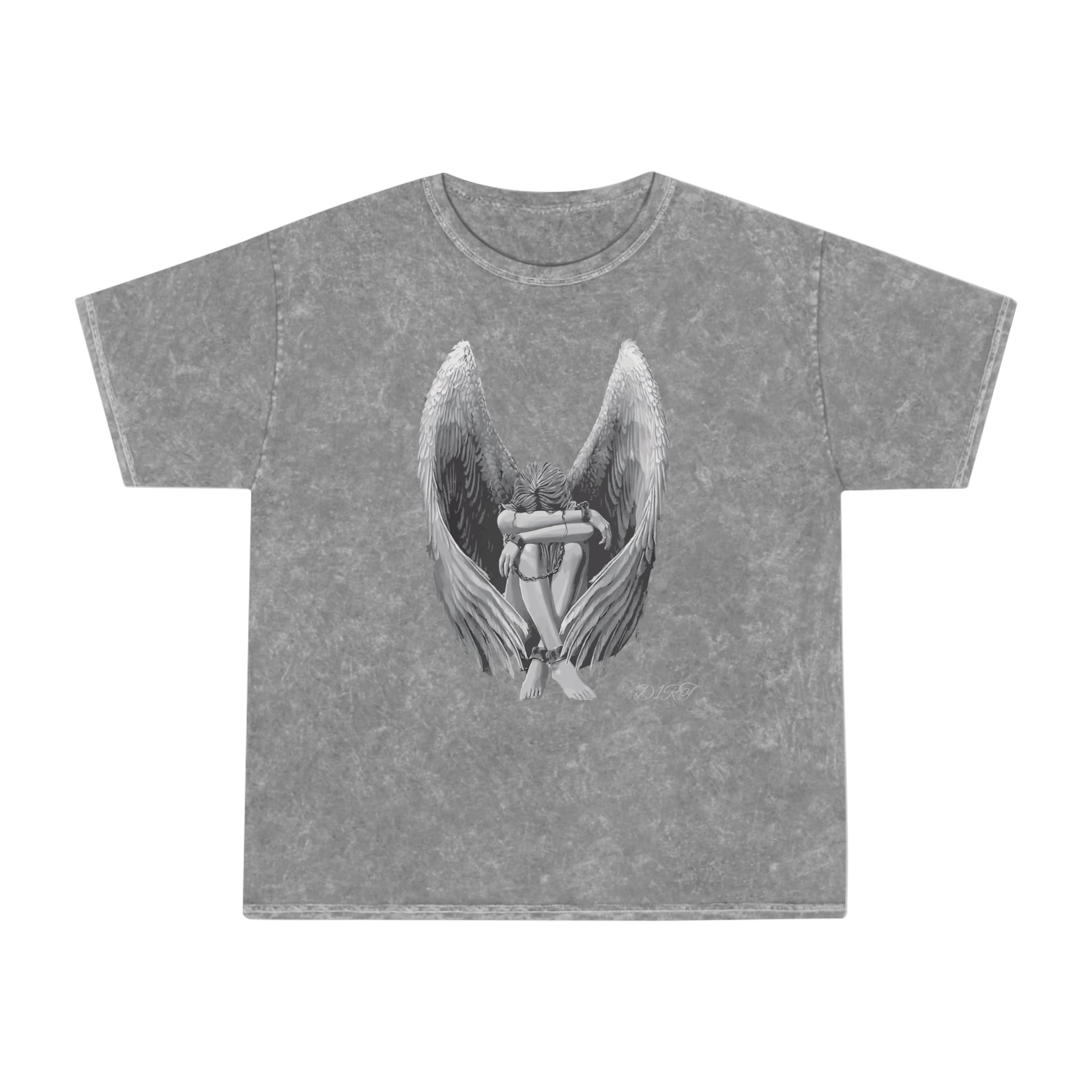 Angel Wings Embrace T-Shirt — Vintage Mineral Wash Graphic Tee